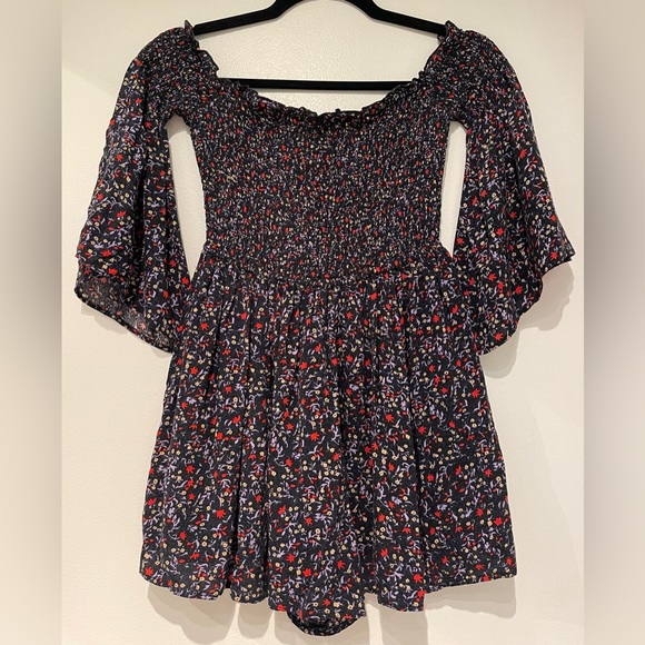 Ecote Lula Off shoulder Romper in Navy WITH POCKETS! - Picture 3 of 4